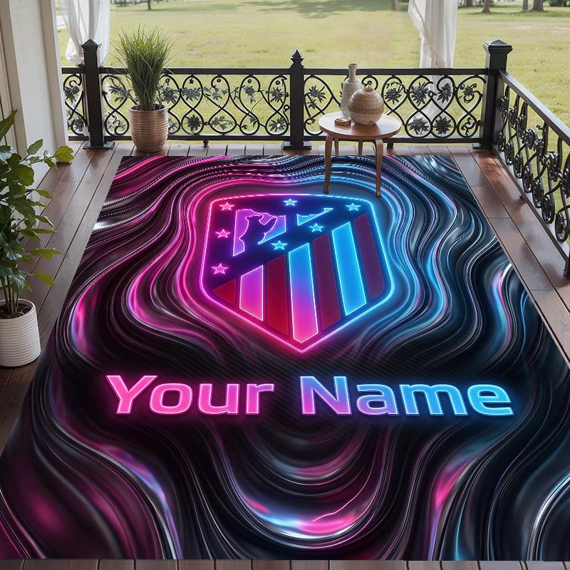 Custom Text Printed Rug Atletico Madrid Non Slip Floor Carpet For Home Room Decor
