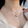 Moon and Stars Cubic Zirconia Titanium Necklace - European & American Style Women's Fashion Clavicle Chain