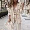 European and American Rib Knit Casual Blazer - Short and Loose Fit, Solid Color