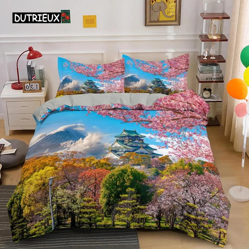 Erik Çiçeği Nevresim Takımı King Pembe Çiçekli Kız Çocuklar İçin Mikrofiber Dallı Baskılı Yatak Örtüsü Takımı