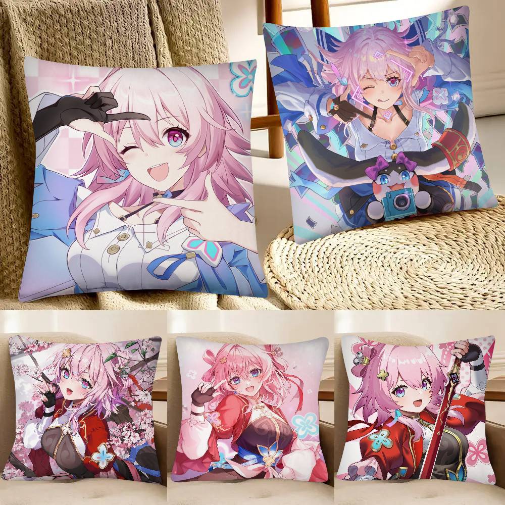 Game Honkai Star Rail March th Pillow Case Fashion Square Pillowcase Bedroom Sofa Room Ins Decoration Leisure