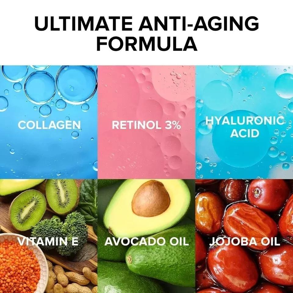 Retinol Kollagen Haut- und Körpercreme 50 g | Anti-Aging Straffungscreme für Frauen Zielt auf das Aussehen von Knitterhaut, Falten