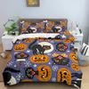 Skull Halloween Bats Bedding Set Boys Girls Twin Queen Size Duvet Cover Pillowcase Bed Kids Adult Home Textileextile