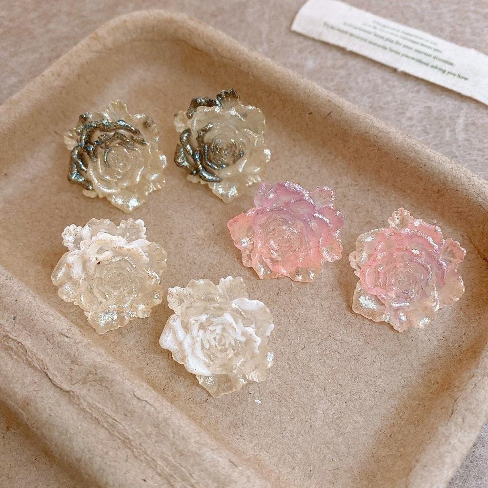 Gradient Color Flower Earrings Resin Women Earrings Vintage Floral Stud Earrings  Girls
