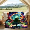 1PC Custom Name Frog Magical Pond Flannel Blanket Versatile,all-season Throw Suitable for the Living Room,bedroom,camping,travel,and Gift