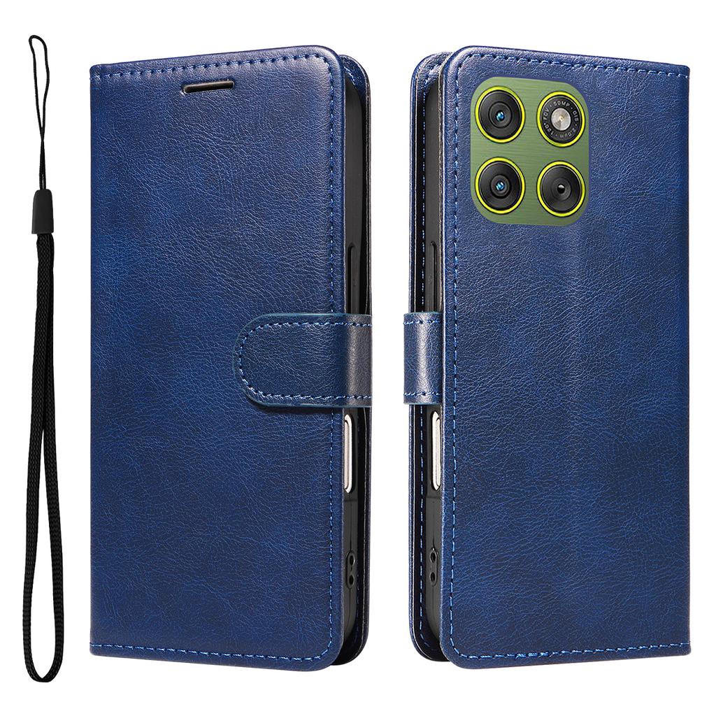 For Motorola Edge 70 5G Leather Wallet Case with Strap Solid Color Phone Stand Cover