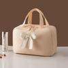 Bow Travel Makeup Handbag Solid Color Women's Wash Bags Toiletries Storage Pouch  Bath Wash