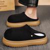 2025 Plattform Halbschuhe für Herren Slipper Hausschuhe Leder Herren Pantoletten mit dicker Sohle Mules Sandalen mit geschlossener Zehe Outdoor Slipper Ballerinas