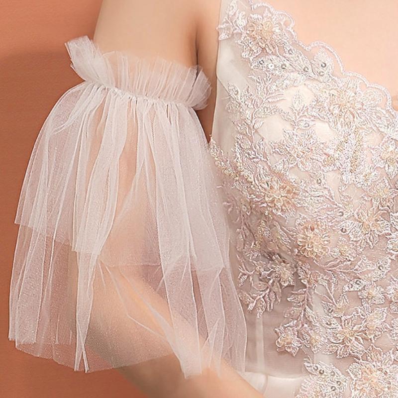 Detachable Layered Sleeves Bride Wedding Arm Cover Decorate White Ruffle Puff Sleeve for Bridal Accessories Gloves