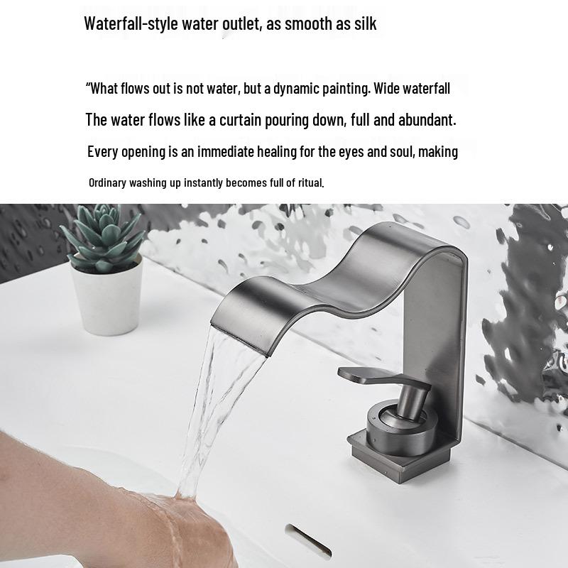 Copper 304 Waterfall Faucet for Bathroom Sink (Hot/Cold) - Luxury Design