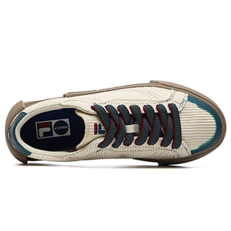 Fila Fusion Pop Fabric Synthetic Leather Corduroy Casual Round Toe Lace-Up Low-Top Sneakers Men Sneakers Off-White Blue T12M218204FAS