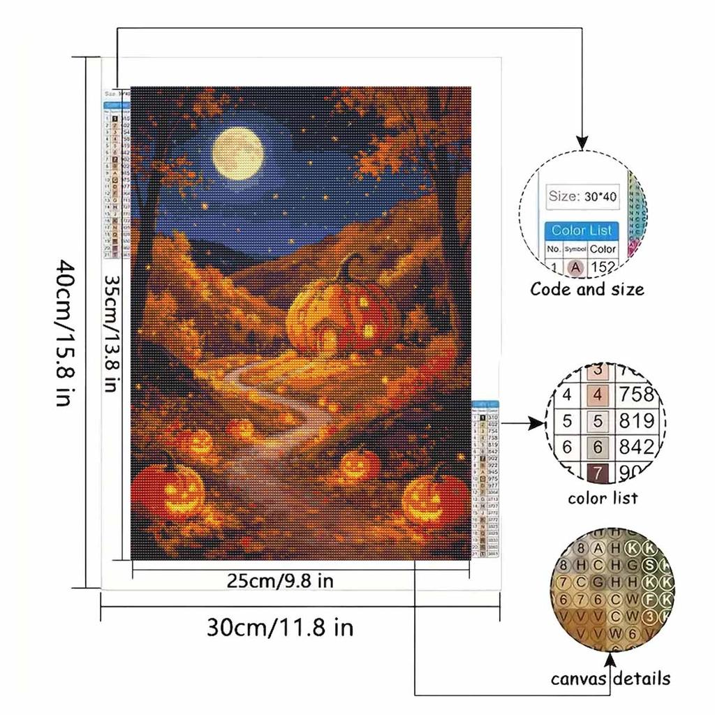 Halloween Diamond Painting Kit Handmade Diy Pumpkin Moon Forest Painting Home Decoration Painting