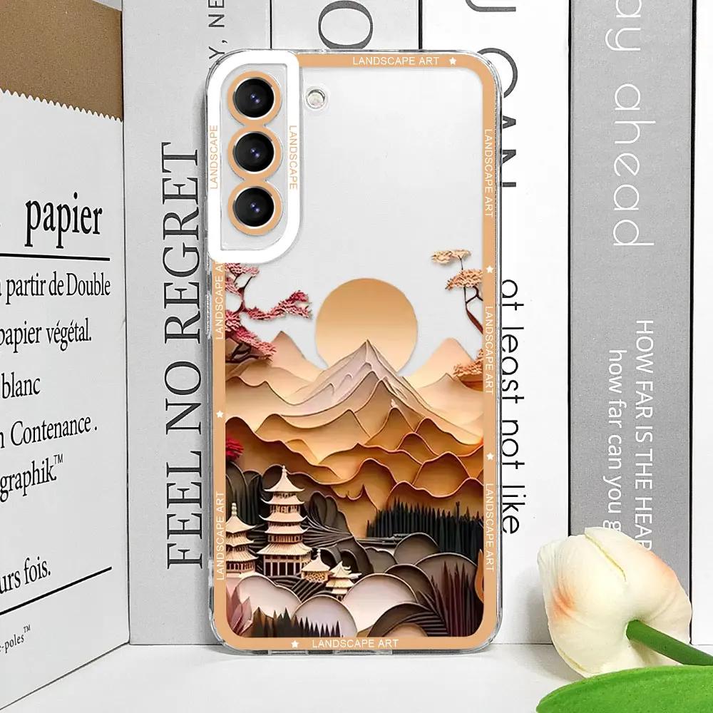 Shockproof Phone Case for Samsung Galaxy S21FE S22 Plus S23 S24 S25 Ultra Soft Cover Printing Landscape Creative Mountains Shell