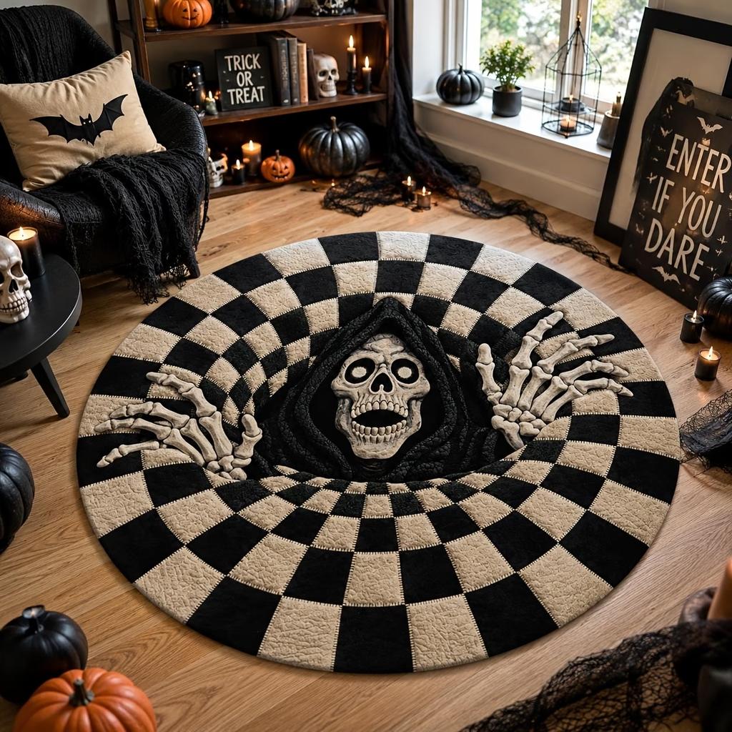 Witch Fox Halloween Pumpkin 3D Hole Floor Mat Laundry Kitchen Hallway Home Decor Front Door Back Door Office Dining Round Rug