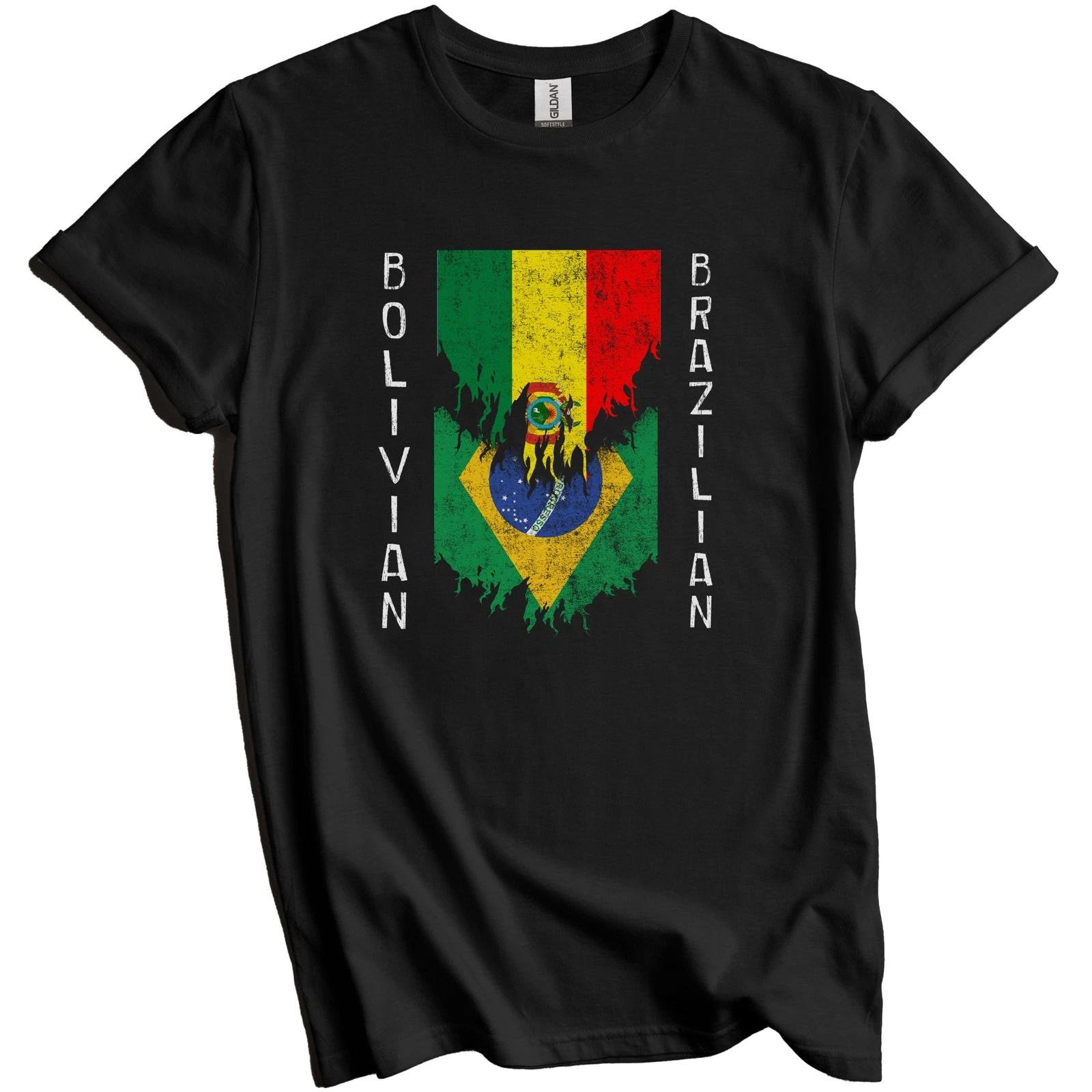 Bolivian Brazilian Flags Ripped Torn Bolivia Brazil T-Shirt S