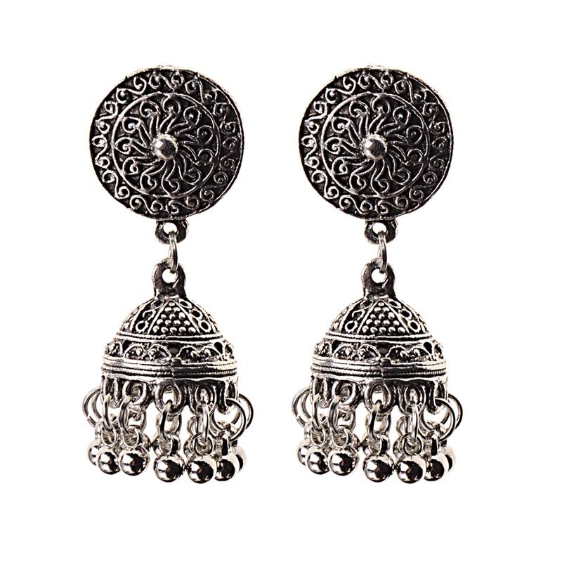 Indisk Jhumka Gypsy Zircon Boho Vintage Etnisk Dame Øredobber Hul Hengende Øredobber For Kvinner boucle d’oreille 2020