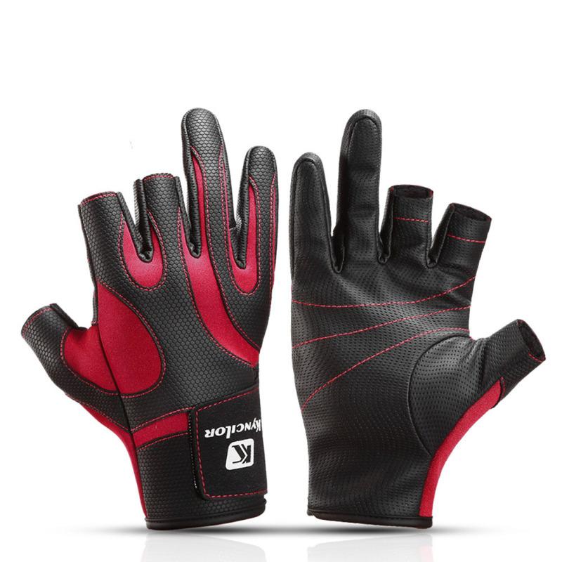 Outdoor 3 Cut Finger Non-slip Wear-resistant Fishing Gloves for Cycling Fishing Equipment