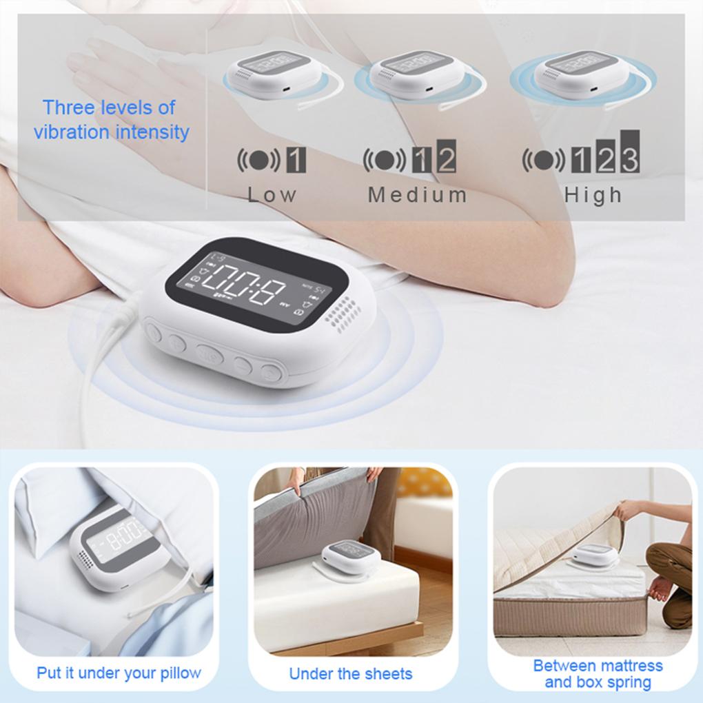 Vibrating Digital Dual Alarm  Built-in Radio Function Portable Mini Clock Three Alarm Modes Charging Alarm Clock For Elderly