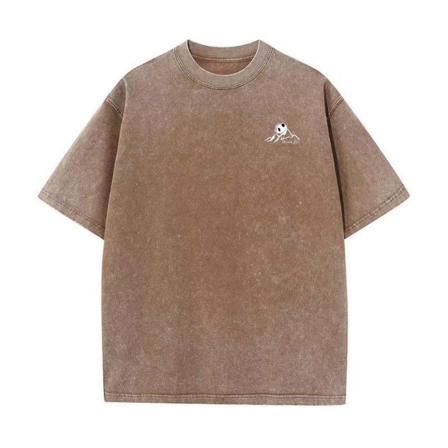 New Men's Retro Casual T-Shirt - Street Style Cotton Washed Short Sleeve