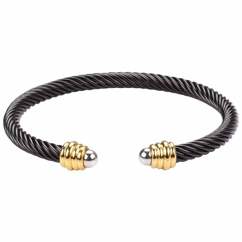 

Европейский и американский браслет из титановой стальной проволоки, женские гальванические модные ювелирные изделия с отверстием для кабеля