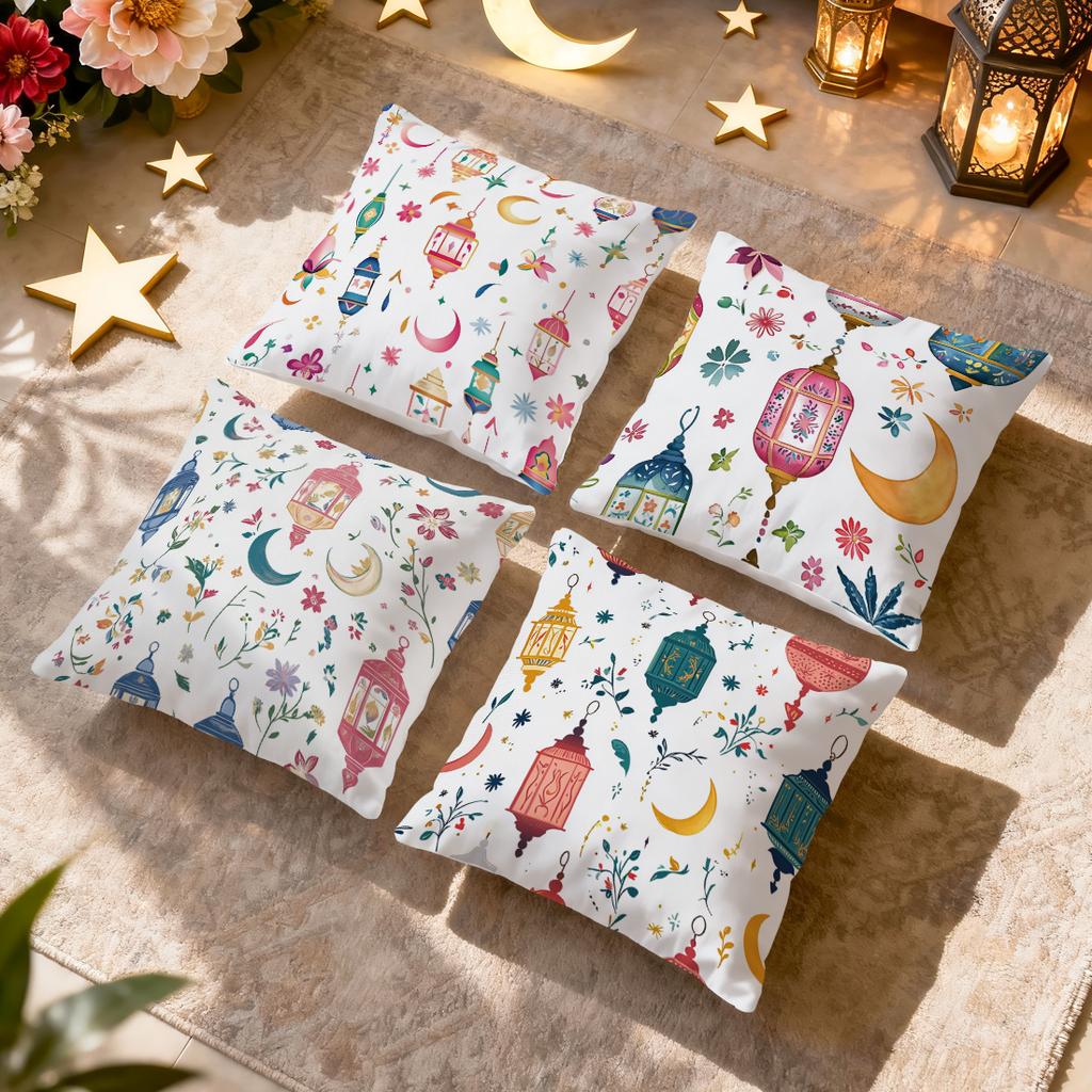 Ramadan Lantern Flowers Pillowcase Bedroom Sofa Cushion Cover 100% Polyester Living Room Cushion Pillowcase Home Decor