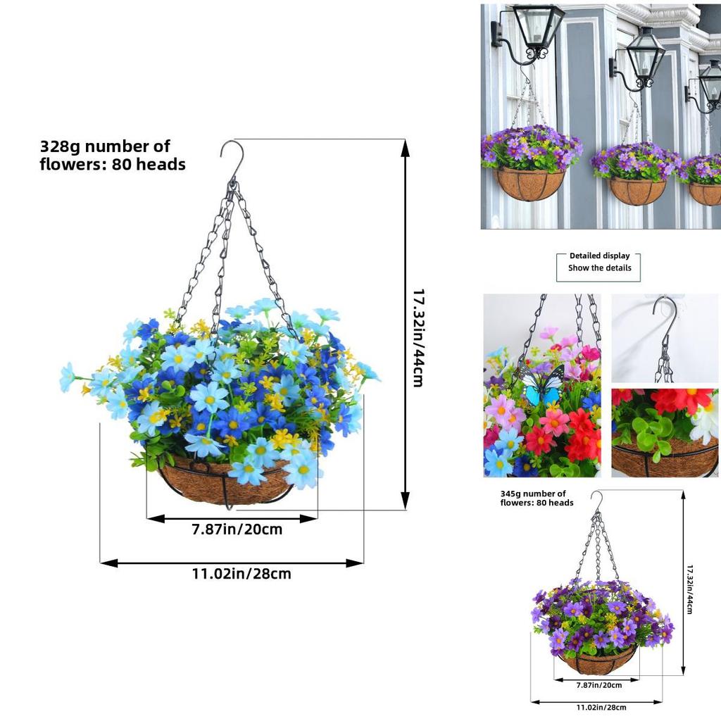 Heimdekoration Künstliche Blume Hängekorb mit Schmetterlingsdesign für Wohnzimmer und Garten