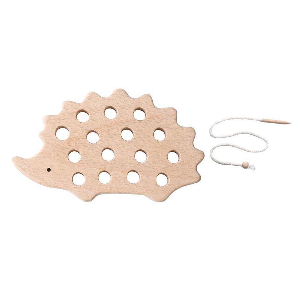 Wooden Hedgehog Threading Board Educational Toy for Kids Hand Eye Coordination Fine Motor Skills Puzzle Toy