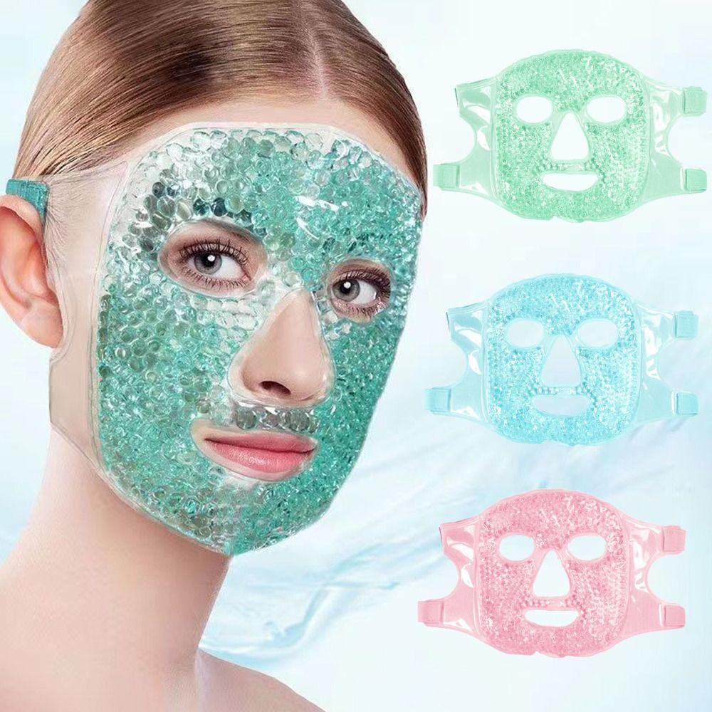 SPA Ice Cold and Hot Heat Full Face Eye Mask Sleeping Ice Pack Reduce Face Puff Dark Circles Gel Beads Compress for Woman