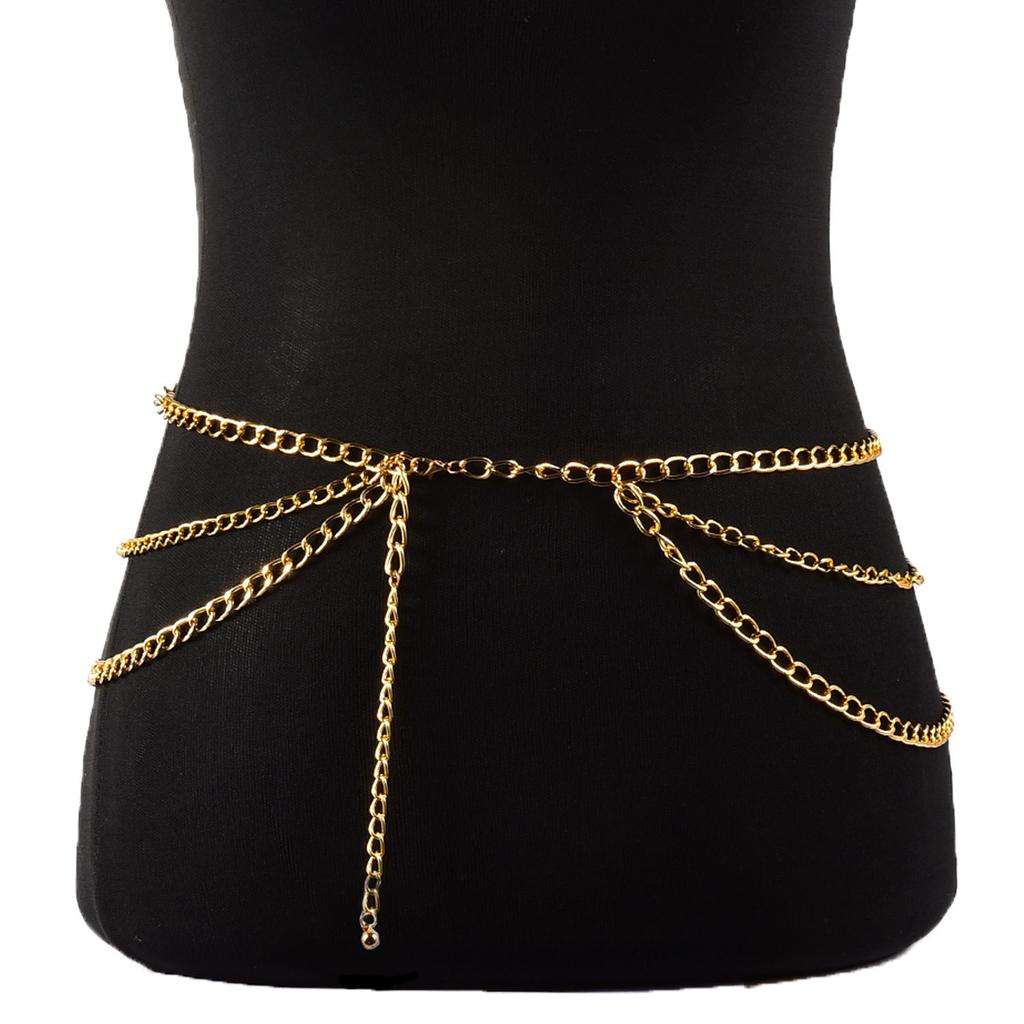 Exaggerated punk metal chain body chain, women's alloy retro sexy multi-layer waist chain