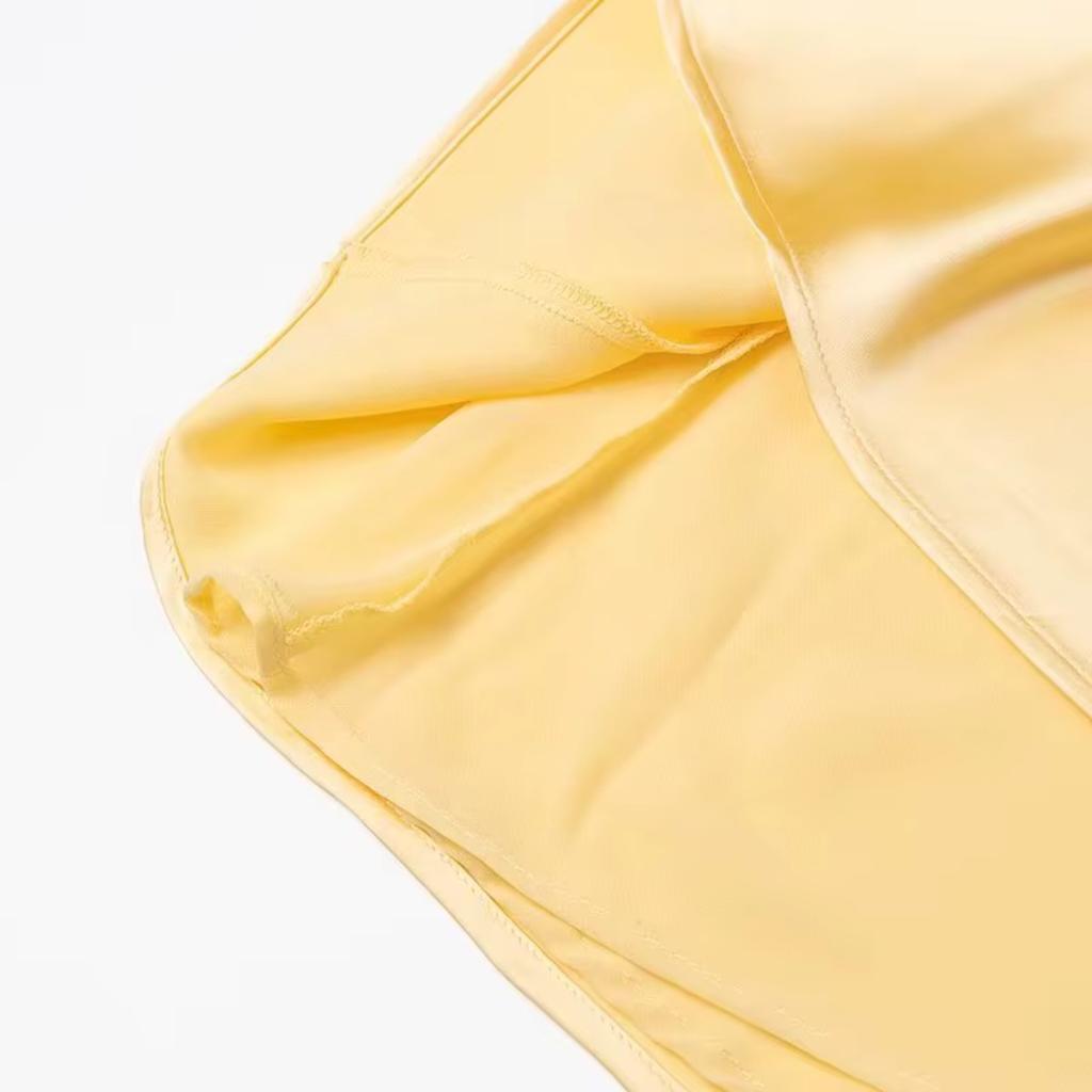 Women Summer Yellow Stain V Neck Sling Dress Elegant Sleeveless Loose Maxi Robes 2025 New Ladies Party Holiday Dresses