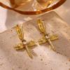 Vintage Dragonfly Shiny Drop Earrings Women Stylish Unique Dangle Earrings Chic Fun Party Banquet Daily Wear Jewelry Accessories