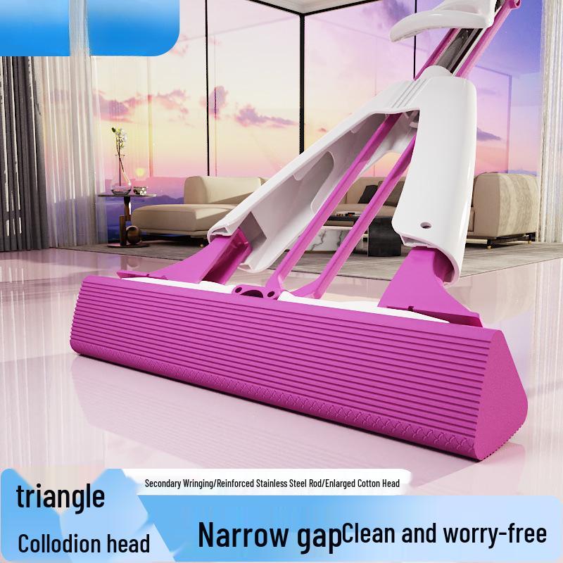 

New Double Squeeze Triangular Steam Mop with Flat Cotton Head 2 Cotton Heads 28cm