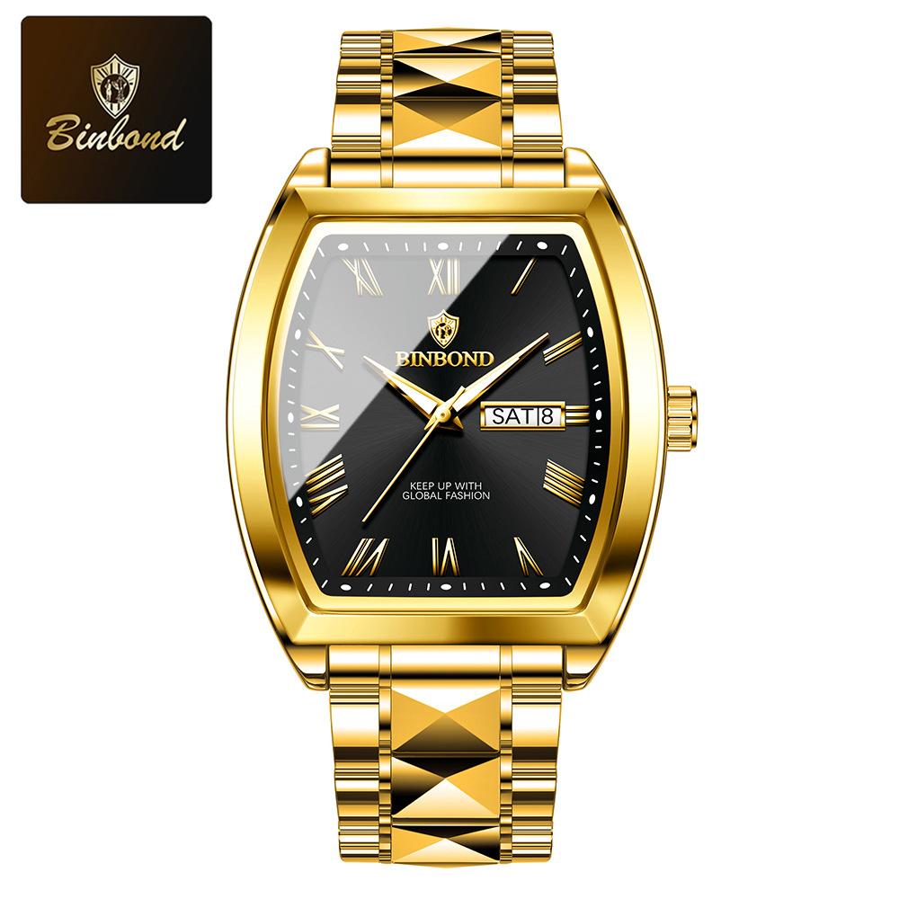 Barrel-shaped men's watches men's high-end business men's watches in the elderly waterproof luminous ten