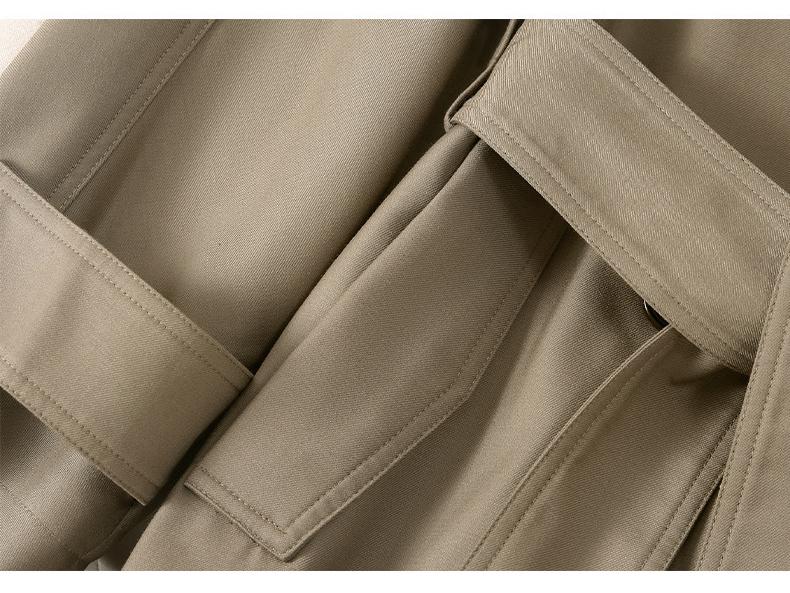 Women's Gray Mid-Length Trench Coat - 2025 Spring Autumn, Korean Petite Design, British Style