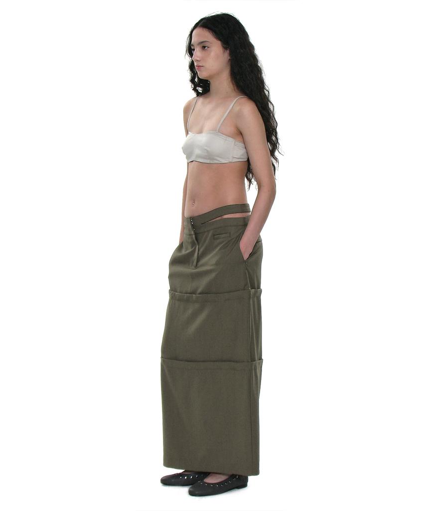 Partimento Woman Multiway Double Waist Transform Skirt_Khaki