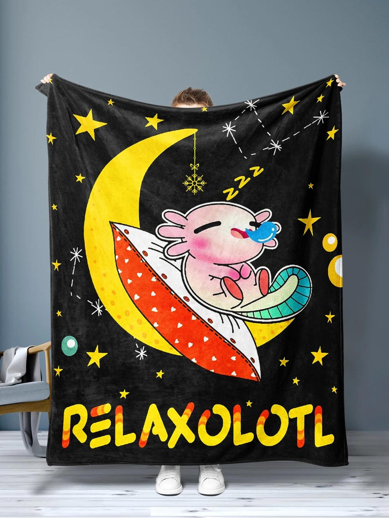 

Милое фланелевое одеяло аксолотль, мексиканское одеяло саламандры, подарочное аксолотль, одеяло с прогулочной рыбой, ящерицей