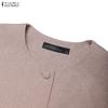 ZANZEA Women Casual Round Neck Long Sleeve Cardigan Blouse