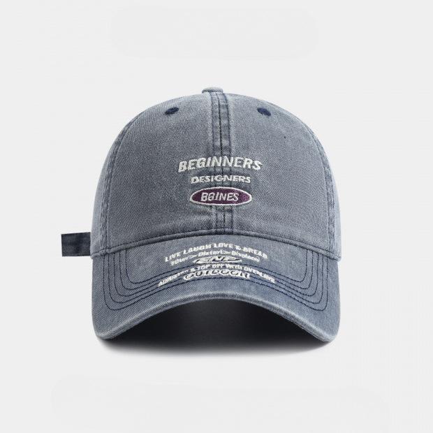 Spring And Summer Washed Embroidered Baseball Cap Female Street Couple Versatile American Cap Showing Small Face M（56-58cm） тёмно-синий