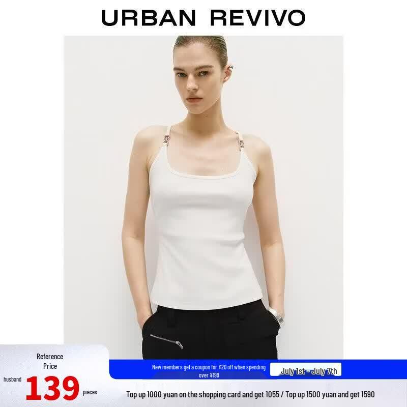 UR2026 Women s Slim U-Neck Vest with Buckle Detail XS