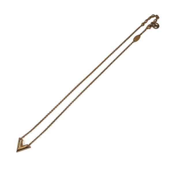 Louis Vuitton Essential V Necklace Steel Gold Women M61083 Used