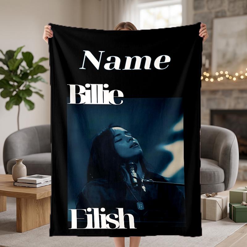 Billie Eilish Custom Flannel Blankets Soft Warm Cozy Throws for Home Decor Holiday Gifts