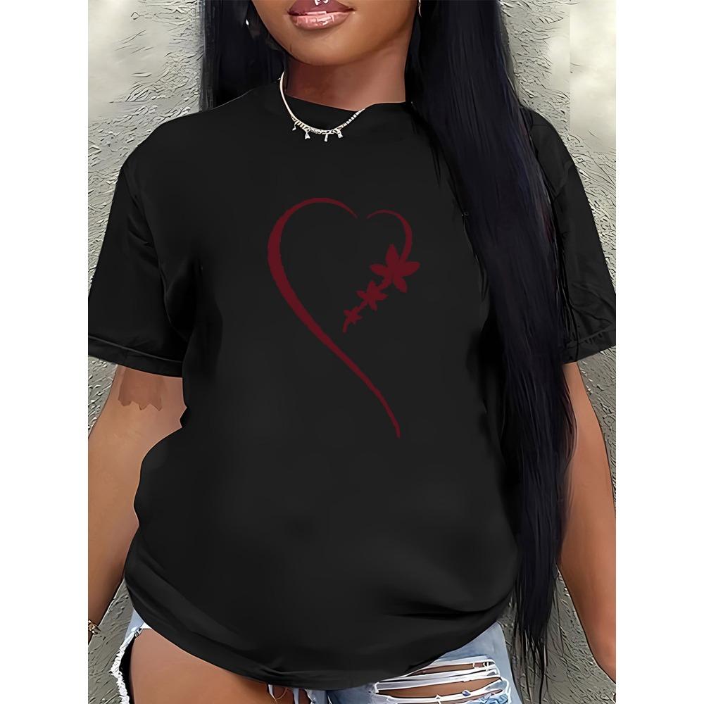 

Sleeve T-Shirt with Red Heart Design Made of Fiber Durable for Wear in Home or Restaurant Settings Comfortable 3XL