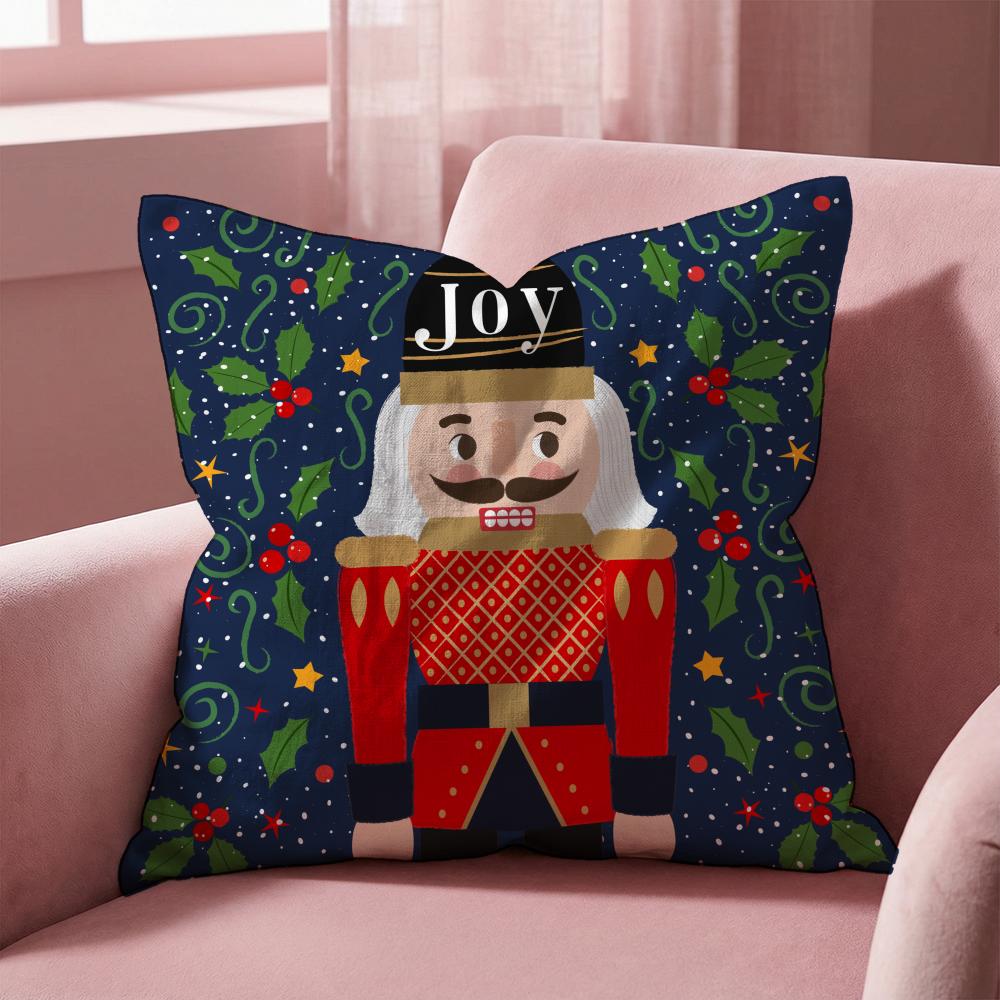 Nordic Nutcracker Soldier Toy Cushion Cover Multi-Scene Pillow Cover for Home & Car - Reversible, Soft & Durable for Daily Use