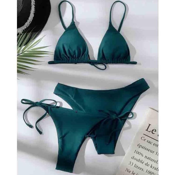 

Women s Hot-Selling Three-Piece European & American Lace-Up Bikini Set Medium