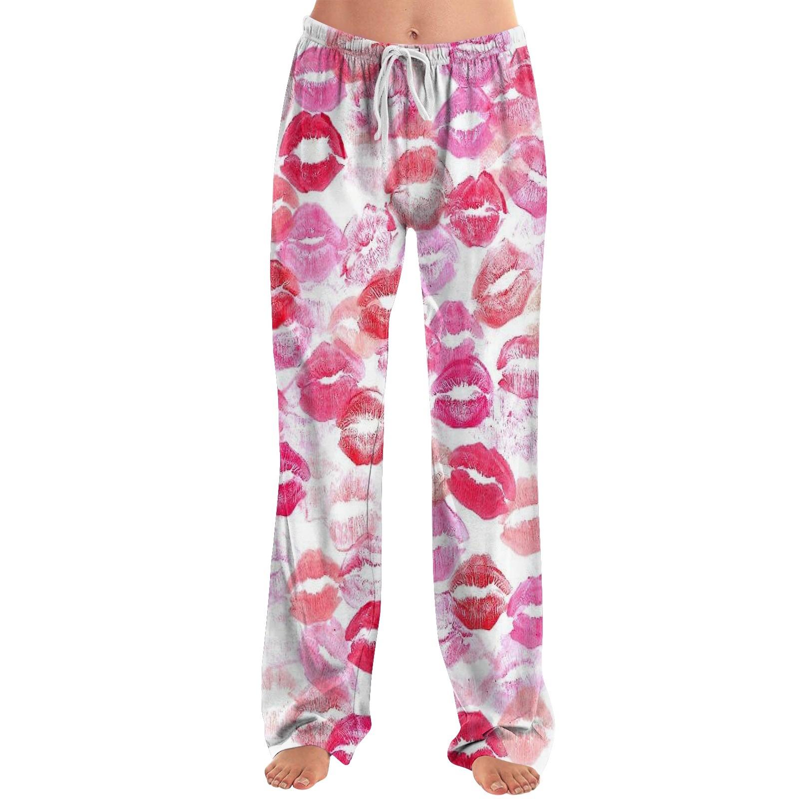 

Женские пижамные штаны, одежда для сна, повседневные брюки с эластичной резинкой на талии, удобные прямые свободные брюки для йоги M