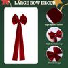 Christmas Chair Sashes Bows Large Velvet Chair Cover Back Tie Supplies for Christmas Banquet Home Wedding Event Holiday Party Decor