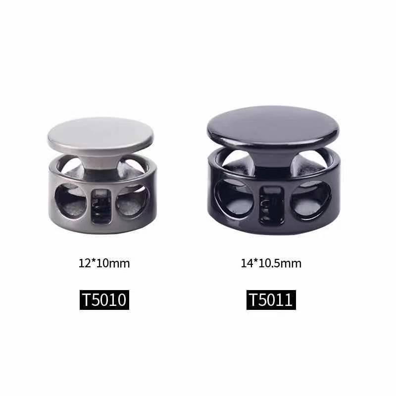 Metal Spring and Rope Belt Adjustable Anti-Slip Buckle with Double Hole Pig Nose Design