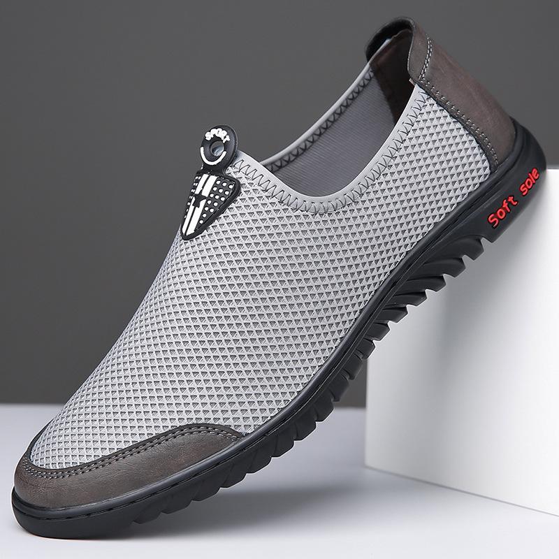 

Мужские сетчатые сандалии, тканевые туфли, мужские черно-серые туфли, мужские сетчатые туфли, один педаль 44