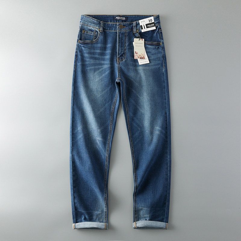High Elastic Retro Denim Men s Spring and Autumn Trendy Silm Washed Pants Export Export Men s Casual Pants Blue EUR30