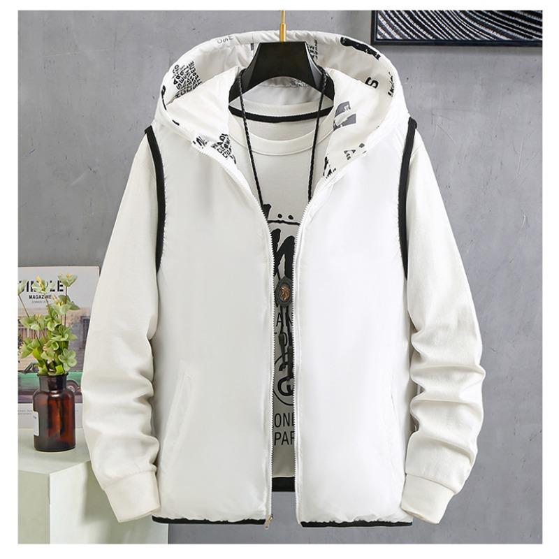 Men Reversible Thick Warm Hooded Casual Fashion Sleeveless Cotton Padded Vest